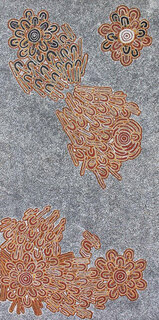 Australian Indigenous (Aboriginal and Torres Strait Islander) artwork by ANDREA NUNGURRAYI MARTIN of Warlukurlangu Artists (Yuendumu). The title is Jajirrdi Manu Janganpa Jukurrpa (Western Quoll & Possum Dreaming) - Yakurdyi. [725/13] (Acrylic on Belgian Linen)