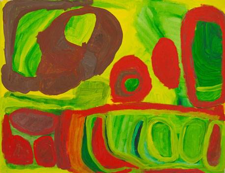 Australian Indigenous (Aboriginal and Torres Strait Islander) artwork by YATA GYPSY YADDA of Mangkaja Artists. The title is Jarriyi. [wp29/94] (Derivan Matisse Acrylic - 280gsm Velin BFK Rives)