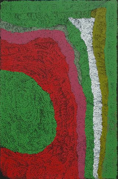 Australian Indigenous (Aboriginal and Torres Strait Islander) artwork by LYDIA BALBAL of Bidyadanga Artists (Yulparija & Mangala). The title is Jawani Jawani. [25801] (Acrylic on Linen)