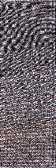 Australian Indigenous (Aboriginal and Torres Strait Islander) artwork by SUSAN WANJI WANJI of Munupi Artists. The title is Jilamara Design. [15-173] (Ochre on Linen)