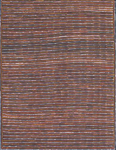 Australian Indigenous (Aboriginal and Torres Strait Islander) artwork by SUSAN WANJI WANJI of Munupi Artists. The title is Jilamara Design. [15-356] (Ochre on Linen)