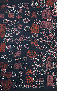 Australian Indigenous (Aboriginal and Torres Strait Islander) artwork by CORNELIA TIPUAMANTUMIRRI of Munupi Artists. The title is Jilamara Design. [16-266] (Ochre on Linen)