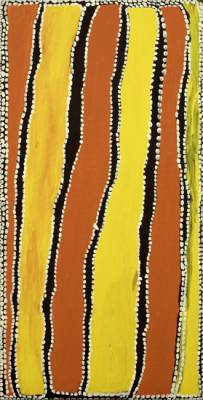 Australian Indigenous (Aboriginal and Torres Strait Islander) artwork by WAKARTU CORY SURPRISE of Mangkaja Artists. The title is Jilji. [pc517/04] (Atelier Artist Acrylic on 11oz Cotton Duck)