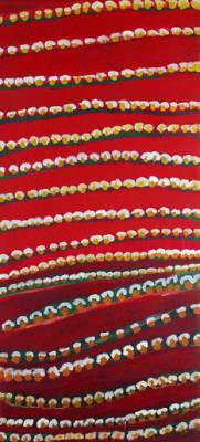 Australian Indigenous (Aboriginal and Torres Strait Islander) artwork by TARKU ROSIE TARCO KING of Mangkaja Artists. The title is Jilji & Partiri. [179/06] (Acrylic on cotton)