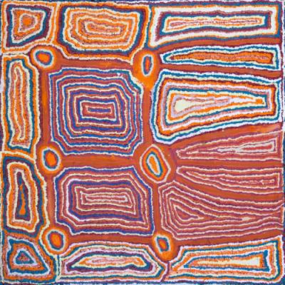 Australian Indigenous (Aboriginal and Torres Strait Islander) artwork by JANICE NIXON of Martumili Artists. The title is Jitirri. [09-102] (Acrylic on Canvas)