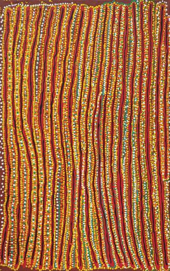 Australian Indigenous (Aboriginal and Torres Strait Islander) artwork by NANCY TAYLOR of Martumili Artists. The title is Jumparri. [08-462] (Acrylic on Linen)