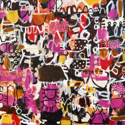 Australian Indigenous (Aboriginal and Torres Strait Islander) artwork by NAOMI HOBSON of Miscellaneous Artists. The title is June Sky. [NH202007004] (Acrylic on Linen)