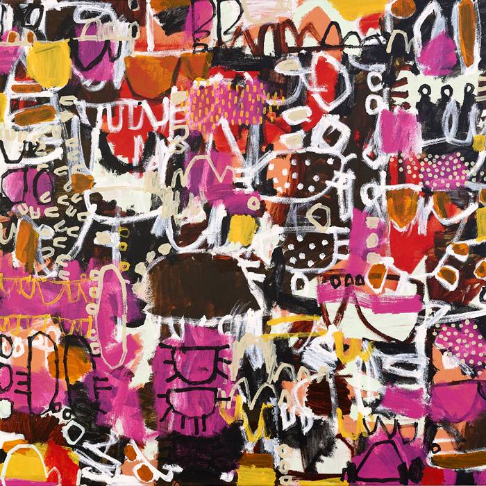 Australian Indigenous (Aboriginal and Torres Strait Islander) artwork by NAOMI HOBSON of Miscellaneous Artists. The title is June Sky. [NH202007004] (Acrylic on Linen)