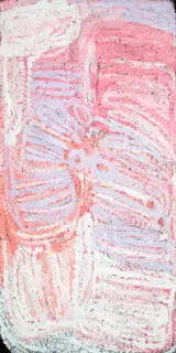 Australian Indigenous (Aboriginal and Torres Strait Islander) artwork by EUBENA NAMPITJIN of Warlayirti Artists (Balgo). The title is Kinyu. [527/09] (Acrylic on Linen)