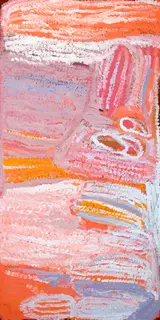 Australian Indigenous (Aboriginal and Torres Strait Islander) artwork by EUBENA NAMPITJIN of Warlayirti Artists (Balgo). The title is Kinyu. [805/09] (Acrylic on Linen)