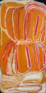 Australian Indigenous (Aboriginal and Torres Strait Islander) artwork by EUBENA NAMPITJIN of Warlayirti Artists (Balgo). The title is Kinyu. [310/08] (Acrylic on Linen)