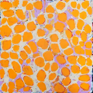 Australian Indigenous (Aboriginal and Torres Strait Islander) artwork by HARRY TJUTJUNA of Ninuku Arts. The title is Kungka Tjuta. [13210] (Acrylic on Linen)