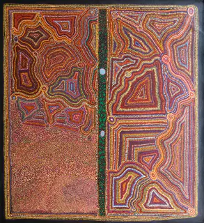 Australian Indigenous (Aboriginal and Torres Strait Islander) artwork by NYAYATI STANLEY YOUNG of Ninuku Arts. The title is Kalaya Tjukurpa (Emu Dreaming). [NKSY11540] (Acrylic on Belgian Linen)