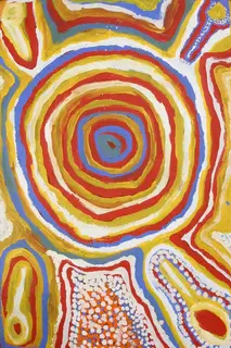 Australian Indigenous (Aboriginal and Torres Strait Islander) artwork by NORA WOMPI of Warlayirti Artists (Balgo). The title is Kun Kun. [1043/04] (Acrylic on Canvas)