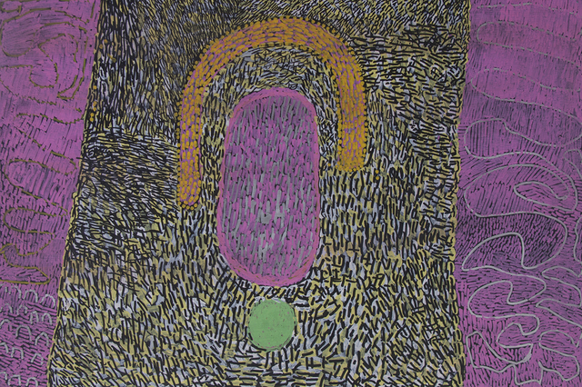 Australian Indigenous (Aboriginal and Torres Strait Islander) artwork by NGARRALJA TOMMY MAY of Mangkaja Artists. The title is Kurtal. [191/15] (Atelier Acrylic Paint on Plywood)