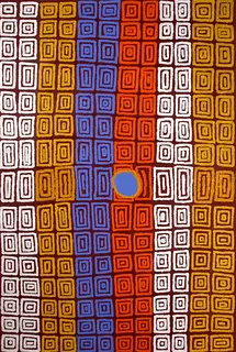 Australian Indigenous (Aboriginal and Torres Strait Islander) artwork by PHILOMENA BAADJO of Warlayirti Artists (Balgo). The title is Kulkulpa. [242/04] (Acrylic on Canvas)
