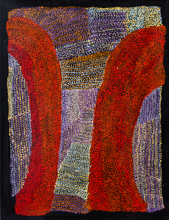 Australian Indigenous (Aboriginal and Torres Strait Islander) artwork by KUNMANARA PATJU PRESLEY of Spinifex Artists. The title is Kupitji. [24-439] (Acrylic on Linen)