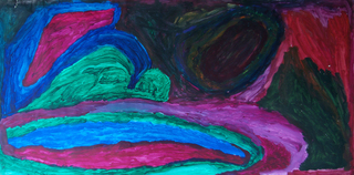 Australian Indigenous (Aboriginal and Torres Strait Islander) artwork by PAJI WAJINA HONEYCHILD YANKARR of Mangkaja Artists. The title is Kurntumarrajarra. [wp241/94] (Derivan Matisse Acrylic - 250gsm Velin Arches Paper)