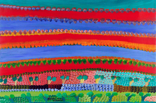 Australian Indigenous (Aboriginal and Torres Strait Islander) artwork by PURLTA MARYANNE DOWNS of Mangkaja Artists. The title is Kurtal Jila. [347/06] (Acrylic on canvas)