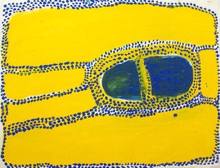 Australian Indigenous (Aboriginal and Torres Strait Islander) artwork by WAKARTU CORY SURPRISE of Mangkaja Artists. The title is Kutarmiti. [181/13] (Atelier Artist Acrylic, 250gsm Velin Arches Paper)