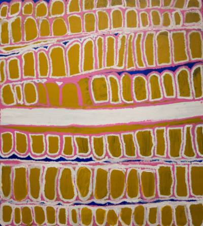 Australian Indigenous (Aboriginal and Torres Strait Islander) artwork by NARPUTTA NANGALA JUGADAI of Ikuntji Artists. The title is Kaarkurutintya. [IK07NJ73] (Acrylic on Belgian Linen)