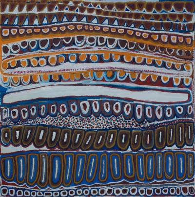 Australian Indigenous (Aboriginal and Torres Strait Islander) artwork by NARPUTTA NANGALA JUGADAI of Ikuntji Artists. The title is Kaarkurutintya (Lake MacDonald). [IK06NJMJCM198] (Acrylic on Linen)