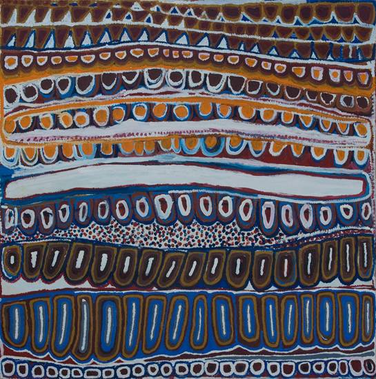 Australian Indigenous (Aboriginal and Torres Strait Islander) artwork by NARPUTTA NANGALA JUGADAI of Ikuntji Artists. The title is Kaarkurutintya (Lake MacDonald). [IK06NJMJCM198] (Acrylic on Linen)