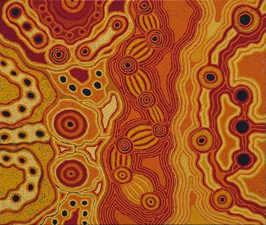 Australian Indigenous (Aboriginal and Torres Strait Islander) artwork by TERESA BAKER of Tjungu Palya Artists. The title is Kalaya. [08328] (Acrylic on Canvas)