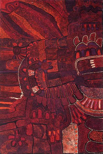 Australian Indigenous (Aboriginal and Torres Strait Islander) artwork by TERESA BAKER of Tjungu Palya Artists. The title is Kalaya Tjukurpa (Emu Dreaming). [12264] (Acrylic on Linen)