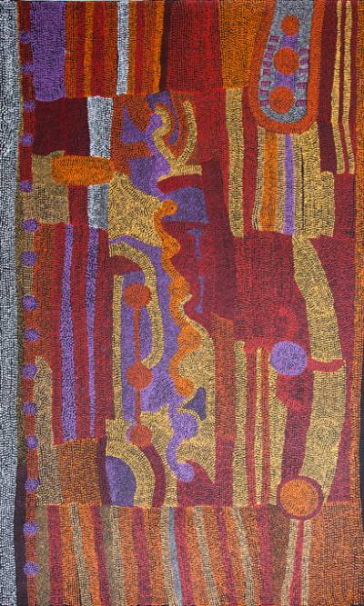 Australian Indigenous (Aboriginal and Torres Strait Islander) artwork by BERNARD TJALKURI of Tjungu Palya Artists. The title is Kalaya tjuta. [11020] (Acrylic on Canvas)