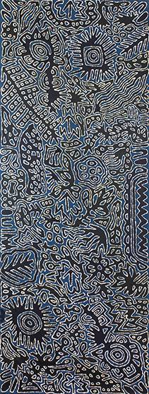 Australian Indigenous (Aboriginal and Torres Strait Islander) artwork by CANDY NELSON NAKAMARRA of Papunya Tjupi Artists. The title is Kalipinypa. [565-15] (Acrylic on Linen)
