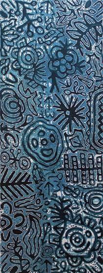 Australian Indigenous (Aboriginal and Torres Strait Islander) artwork by CANDY NELSON NAKAMARRA of Papunya Tjupi Artists. The title is Kalipinypa. [512-16] (Acrylic on Linen)