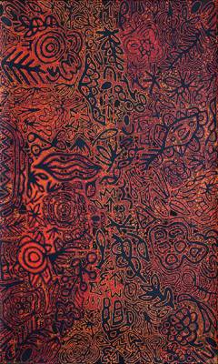 Australian Indigenous (Aboriginal and Torres Strait Islander) artwork by CANDY NELSON NAKAMARRA of Papunya Tjupi Artists. The title is Kalipinypa. [550-16] (Acrylic on Linen)