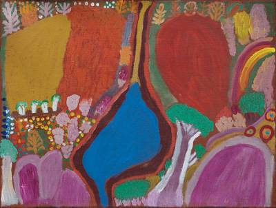 Australian Indigenous (Aboriginal and Torres Strait Islander) artwork by LILY LONG of Martumili Artists. The title is Kalkparti. [08-438] (Acrylic on Linen)