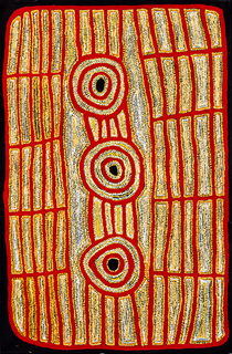 Australian Indigenous (Aboriginal and Torres Strait Islander) artwork by IAN RICTOR of Spinifex Artists. The title is Kamanti munu Tuwan. [20-204] (Acrylic on Linen)