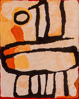 Australian Indigenous (Aboriginal and Torres Strait Islander) artwork by MYRTLE PENNINGTON of Spinifex Artists. The title is Kanpala. [19-344] (Acrylic on Linen)