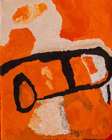 Australian Indigenous (Aboriginal and Torres Strait Islander) artwork by MYRTLE PENNINGTON of Spinifex Artists. The title is Kanpala. [19-345] (Acrylic on Linen)