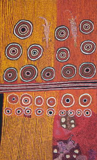 Australian Indigenous (Aboriginal and Torres Strait Islander) artwork by GINGER WIKILYIRI of Tjungu Palya Artists. The title is Kanti. [10095] (Acrylic on Canvas)