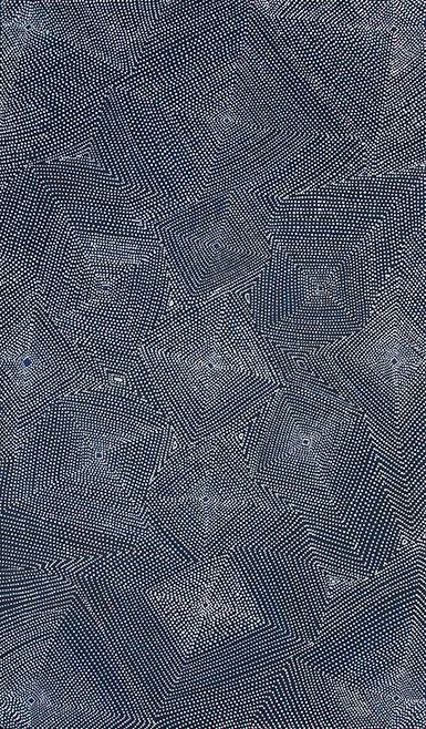 Australian Indigenous (Aboriginal and Torres Strait Islander) artwork by MAUREEN POULSON NAPANGARDI of Papunya Tjupi Artists. The title is Kapi Tjukurrpa - Kalipinypa. [315-16] (Acrylic on Linen)