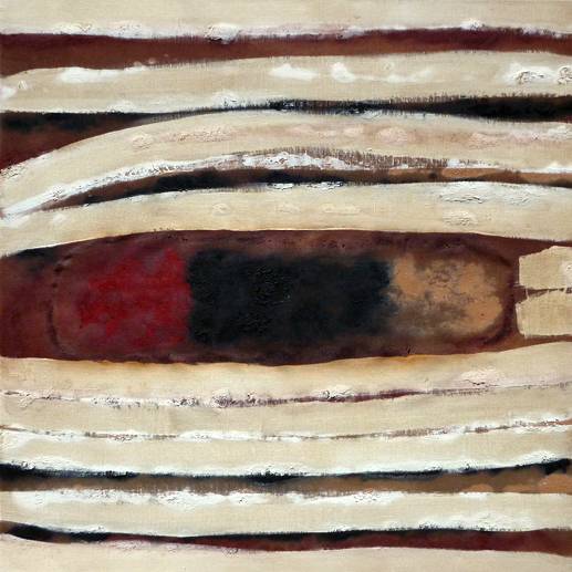 Australian Indigenous (Aboriginal and Torres Strait Islander) artwork by LINDSAY HARRIS of Miscellaneous Artists. The title is Karlbeedal (Hot coals of the fire). [21 - Karlbeedal  (Hot coals of the fire)] (Pigment, Resin and Clay on Hemp)