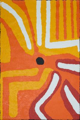 Australian Indigenous (Aboriginal and Torres Strait Islander) artwork by TOSSIE BAADJO of Warlayirti Artists (Balgo). The title is Karntawarra. [654/08] (Acrylic on Linen)