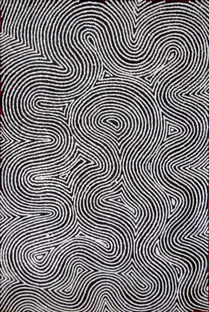 Australian Indigenous (Aboriginal and Torres Strait Islander) artwork by JAKE TJAPALTJARRI of Papunya Tula Artists. The title is Karrilwarra. [JT0810272] (Acrylic on Linen)