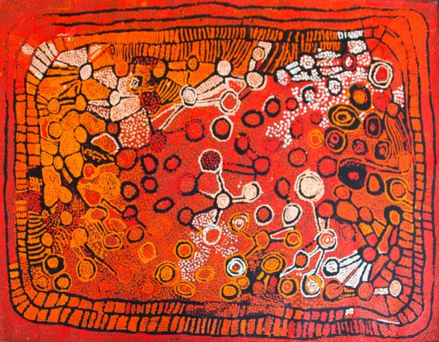 Australian Indigenous (Aboriginal and Torres Strait Islander) artwork by NAATA NUNGURRAYI of Papunya Tula Artists. The title is Karrilwarra. [NN0811093] (Acrylic on Belgian Linen)