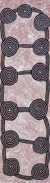 Australian Indigenous (Aboriginal and Torres Strait Islander) artwork by CHARLIE TJAPANGATI of Papunya Tula Artists. The title is Karrilwarra. [CT1105165] (Acrylic on Belgian Linen)