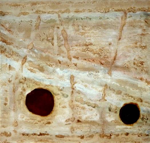 Australian Indigenous (Aboriginal and Torres Strait Islander) artwork by LINDSAY HARRIS of Miscellaneous Artists. The title is Kep Djure  (Running water). [04 - Kep Djure  (Running water) ] (Pigment, Resin and Clay on Hemp)