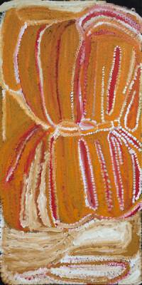 Australian Indigenous (Aboriginal and Torres Strait Islander) artwork by EUBENA NAMPITJIN of Warlayirti Artists (Balgo). The title is Kinyu. [310/08] (Acrylic on Linen)
