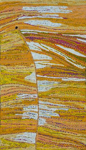 Australian Indigenous (Aboriginal and Torres Strait Islander) artwork by DANIEL WALBIDI of Bidyadanga Artists (Yulparija & Mangala). The title is Kiriwirri. [25699] (Acrylic on Linen)