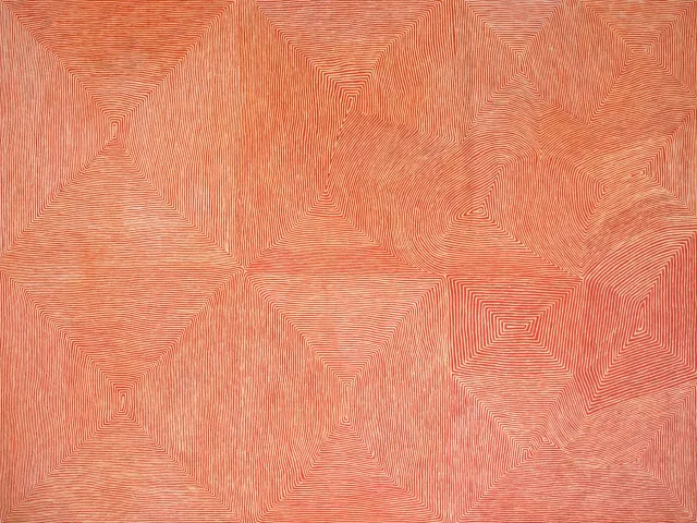 Australian Indigenous (Aboriginal and Torres Strait Islander) artwork by GEORGE TJUNGURRAYI of Papunya Tula Artists. The title is Kirrimalunya. [GT0810038] (Acrylic on Belgian Linen)