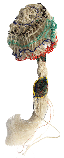 Australian Indigenous (Aboriginal and Torres Strait Islander) artwork by NANCY NAAWI of Erub Erwer Meta. The title is Koki Gel. [16-155] (Rope & Twine)