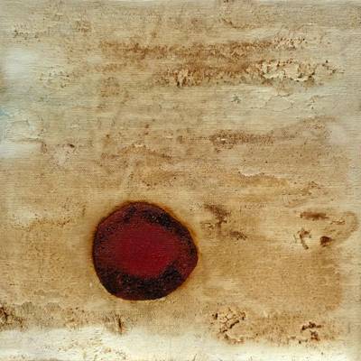 Australian Indigenous (Aboriginal and Torres Strait Islander) artwork by LINDSAY HARRIS of Miscellaneous Artists. The title is Koort koorl (The heart is moving). [15 - Koort koorl (The heart is moving)] (Pigment, Resin and Clay on Hemp)